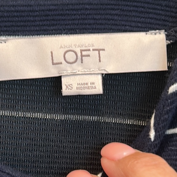 Loft Navy & White/Ivory Striped Dress made of Cotton & Polyester sz.XS - Picture 4 of 7